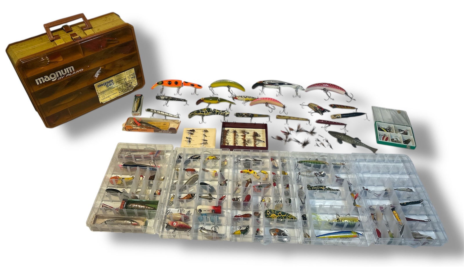 Antique Fishing Lures Large Assortment HEDDON CRAZY CRAWLER, CREEK CHUB, ORVIS (1 of 8)