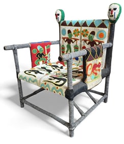 African Yoruba Beaded Throne Chair