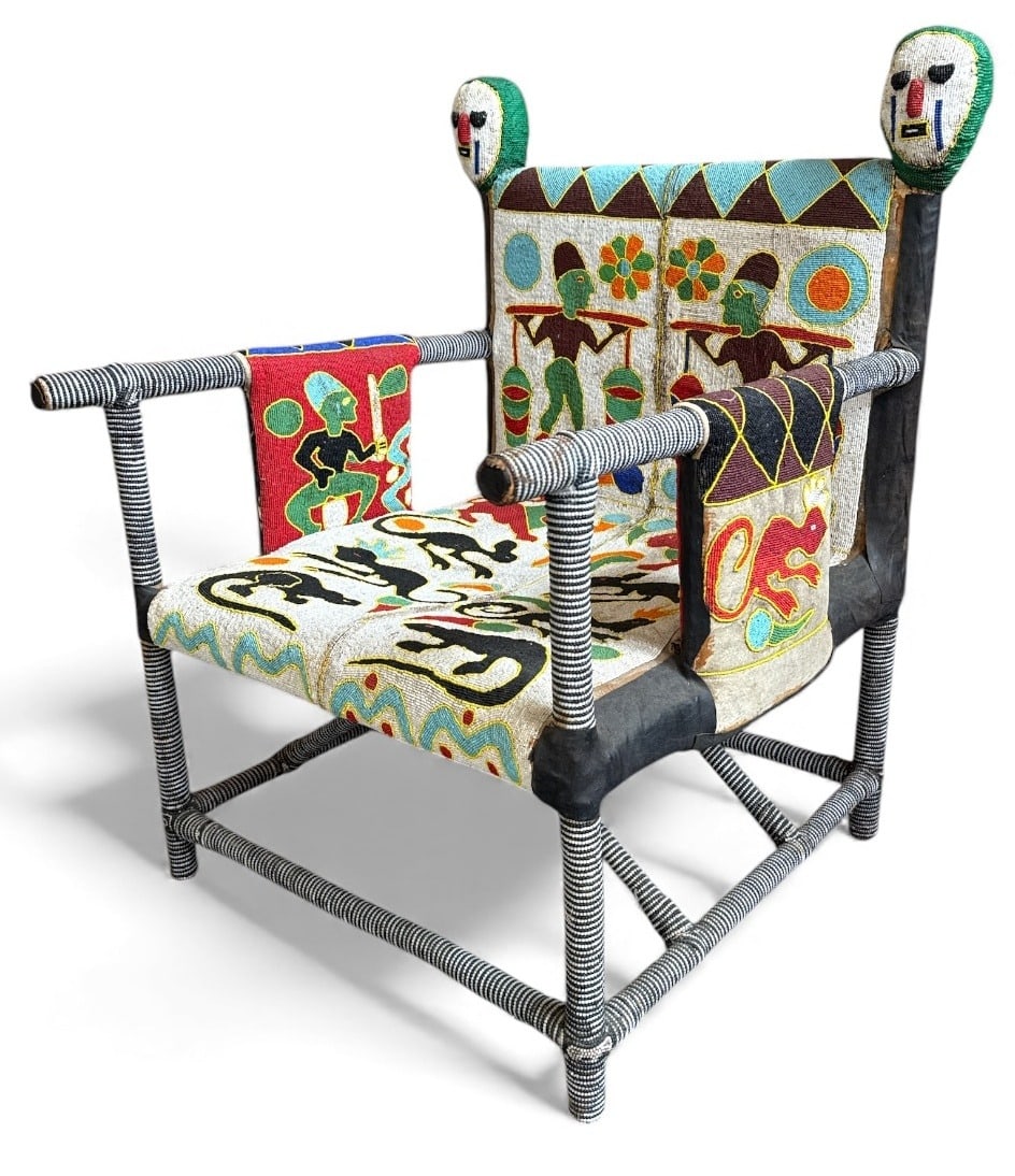 African Yoruba Beaded Throne Chair (1 of 8)