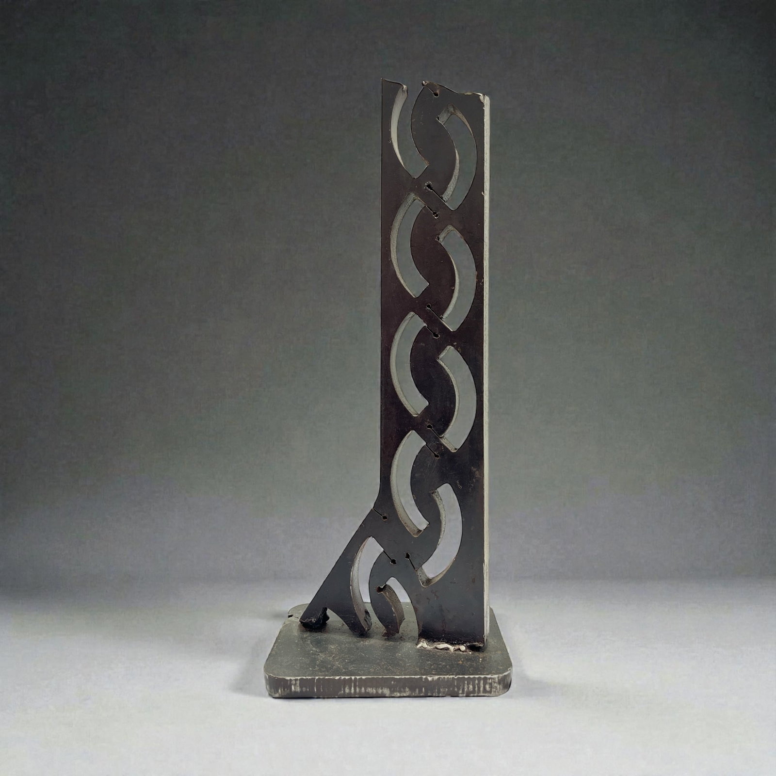 A Brutalist Sculpture, Ladder: Measures 25" H x 9.75" W x 6.5". Over 2 feet tall and substantial signed MAM