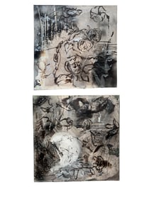 A Pair of Modernist Greyscale Rose Works, CARPENTER