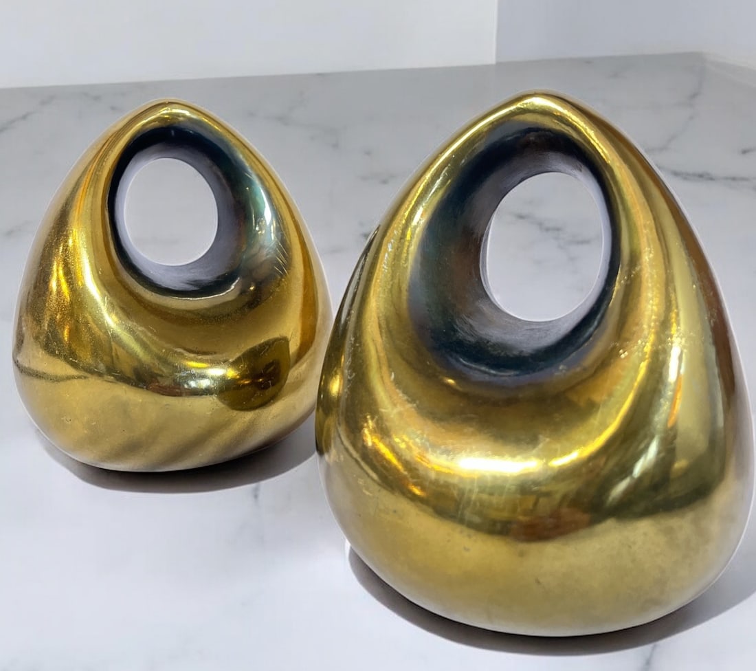 BEN SEIBEL Mid Century Brass Orb Bookends (1 of 5)
