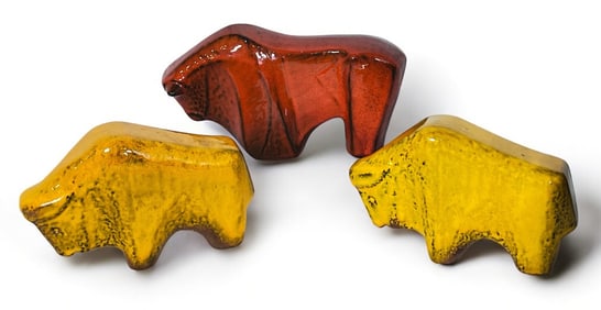 Three Modernist West Germany Bull Sculptures, BAY KERAMIK