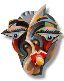 Whimsical Folk Art Face Sculpture JOSEPH DERR