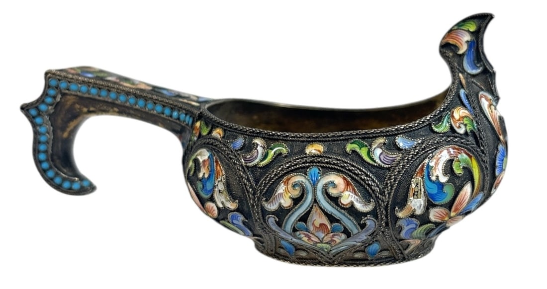 A Russian Silver Enamel Kovsh: 11th Artel Circa 1910 (1 of 6)