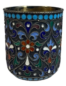 A Russian Silver Enameled Beaker