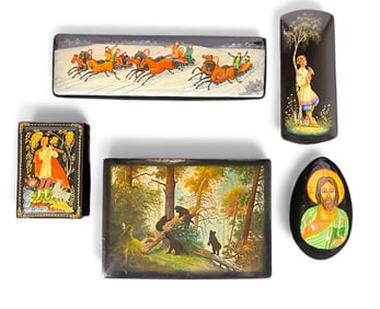 Five Russian Lacquer Boxes