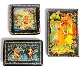 Three Russian Lacquer Boxes