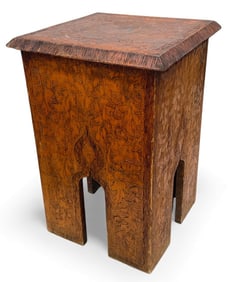 An Arts & Crafts Folk Art Pyrography Table