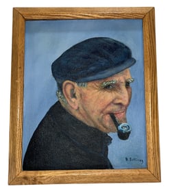 Mid Century Portrait of a Man Oil Painting, B SULLIVAN