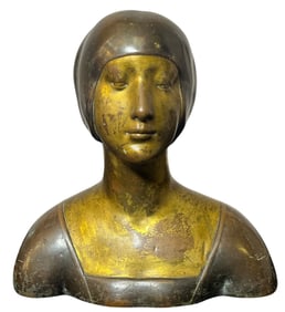 After MINO DE FIESOLE, "Duchess of Urbino" Bronze Bust Sculpture, POMPEIAN BRONZE CO.