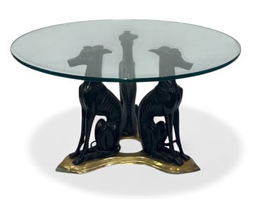 Art Deco Bronze Greyhound Dog Table