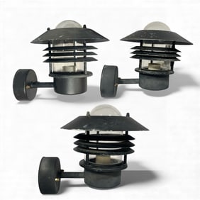 Three Industrial Art Deco Style Light Fixtures