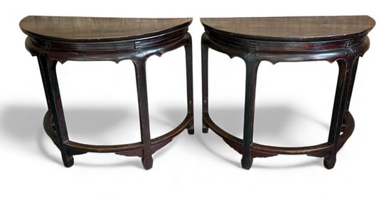 A Pair of Chinese Demilune Tables