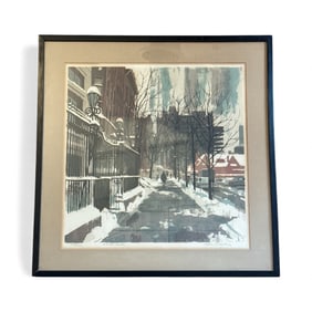 DAN SICULAN (American,1923 - 2015) "Winter Rush" Lithograph