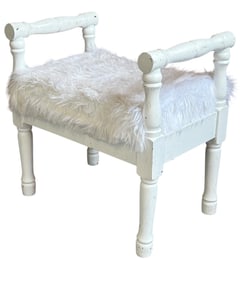 Faux Fur French Vanity Stool