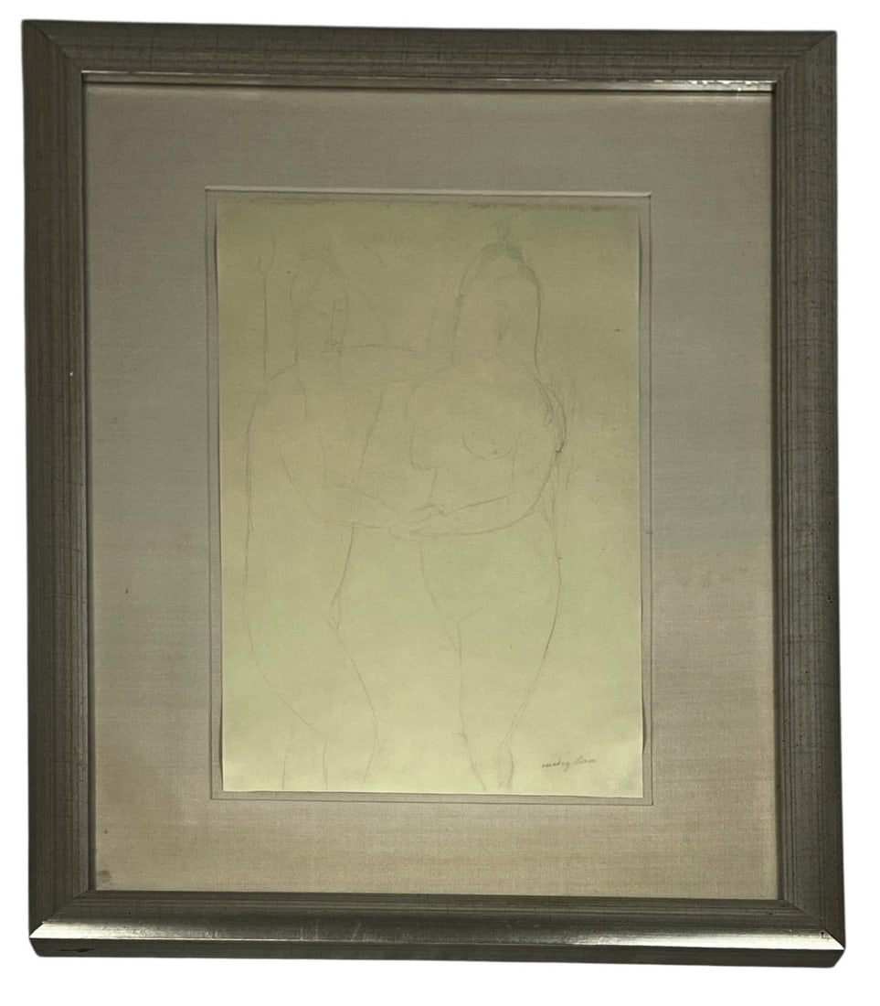 Study of MODIGLIANI, Pencil Sketch: Measures 25.5" x 19.5" in frame.