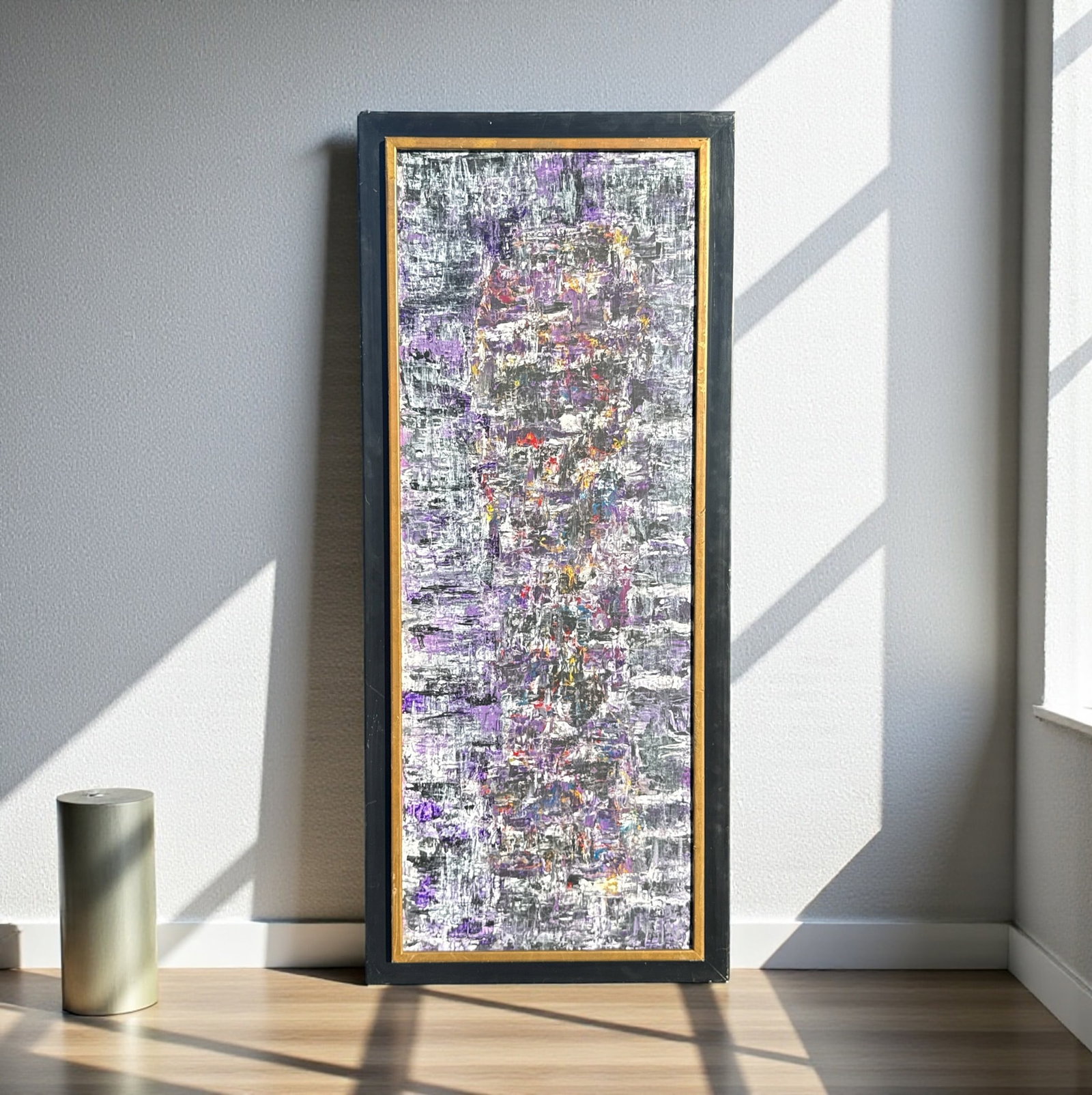 Mid Century Abstract Oil Painting: 56"H x 23.75" W x 1" D