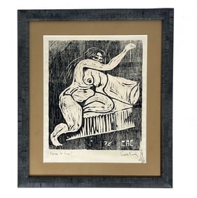 CARLOS A. CORTEZ (1923-2005) "Apaga la luz" Woodcut Print