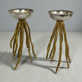 MICHAEL ARAM Neptune Octopus Pricket Candleholders, Pair