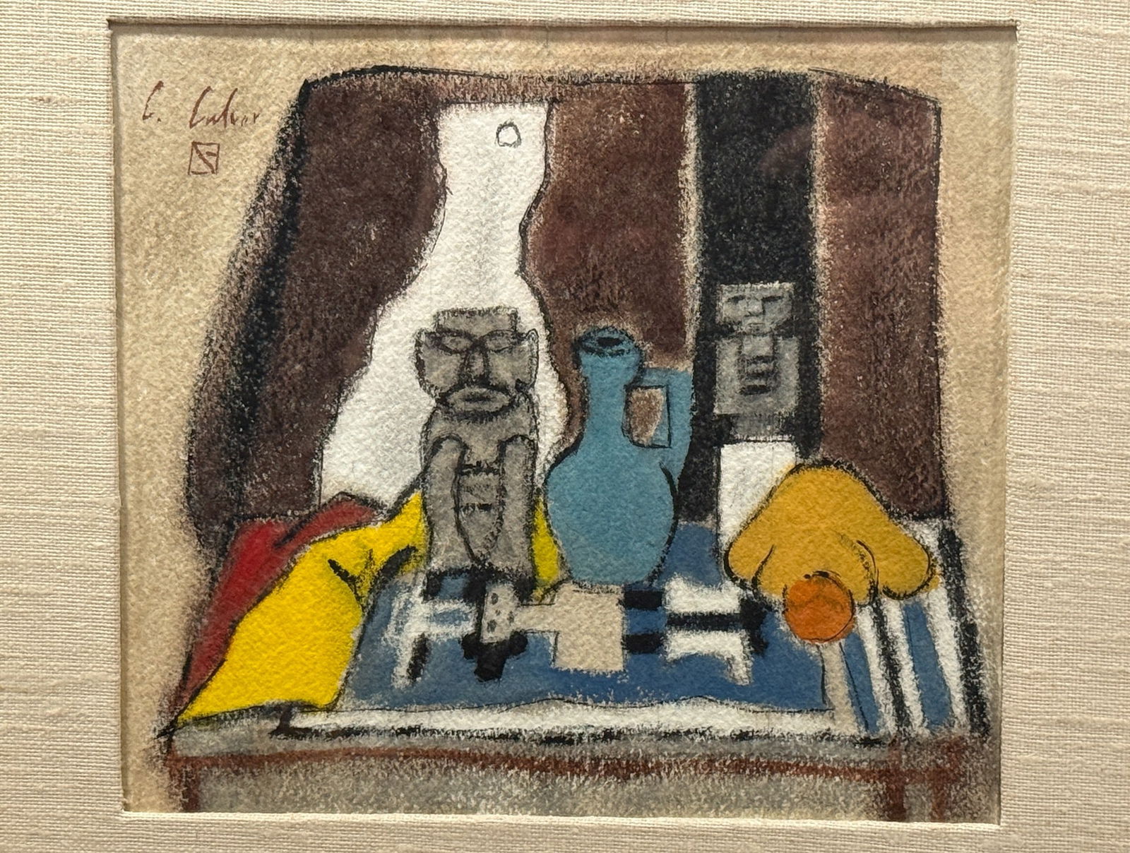 A CHARLES CULVER Pastel on Paper Drawing: Measures 14.5" x 14.75" x .5" D in the frame. Signed in the upper left corner.