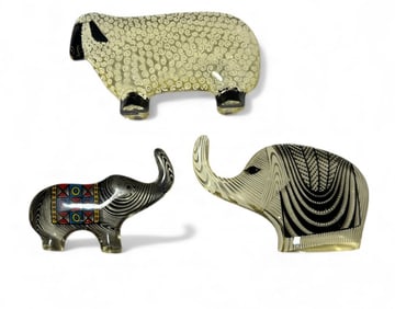 Three ABRAHAM PALATNIK Lucite Op Art Animal Sculptures