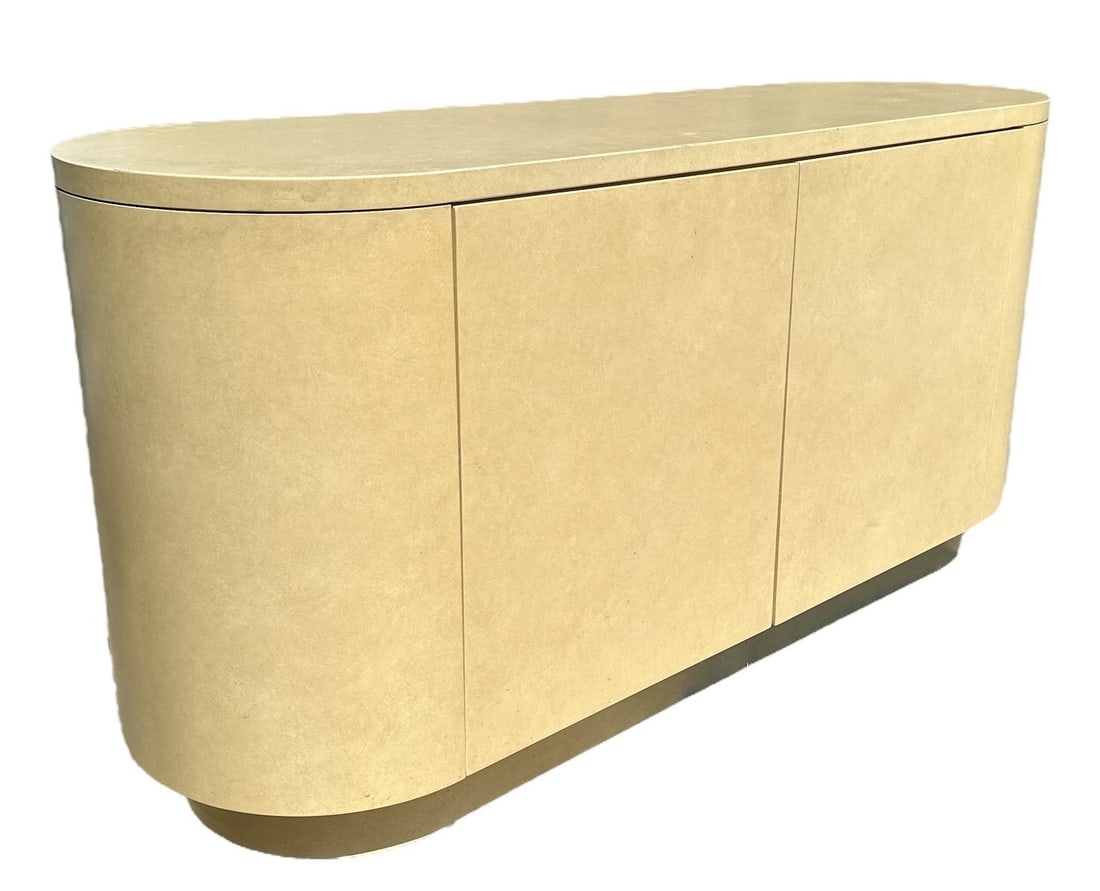 A Modernist Bar Server: In the manner of Karl Springer. 30" H x 60" W x 20" H.