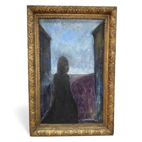 Substantial Ominous Oil Painting, Figure by a Window