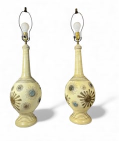 A Pair of Mid Century Italian Sputnik Ceramic Lamps