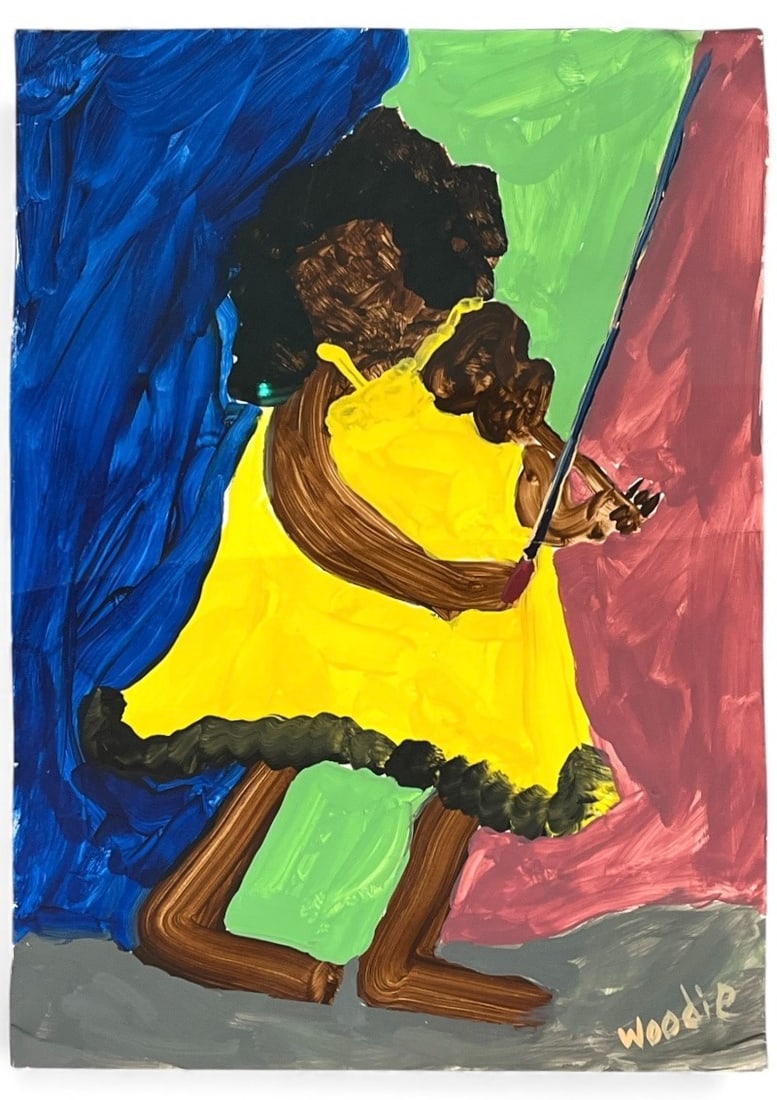 WOODIE LONG (American, 1942-2009) Folk Art Painting: Measures 17" x 13" W x 1"D. Folk art painting by Woodrow Wilson Long.