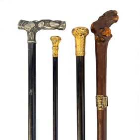 Collection of Vintage Canes, 14k Gold & Sterling Silver