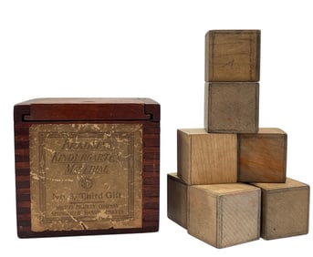 Late 19th C. MILTON BRADLEY Kindergarten Block Set Gift No. 3