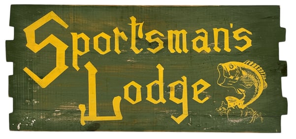 Vintage "Sportsman's Lodge" Fishing Advertising Sign