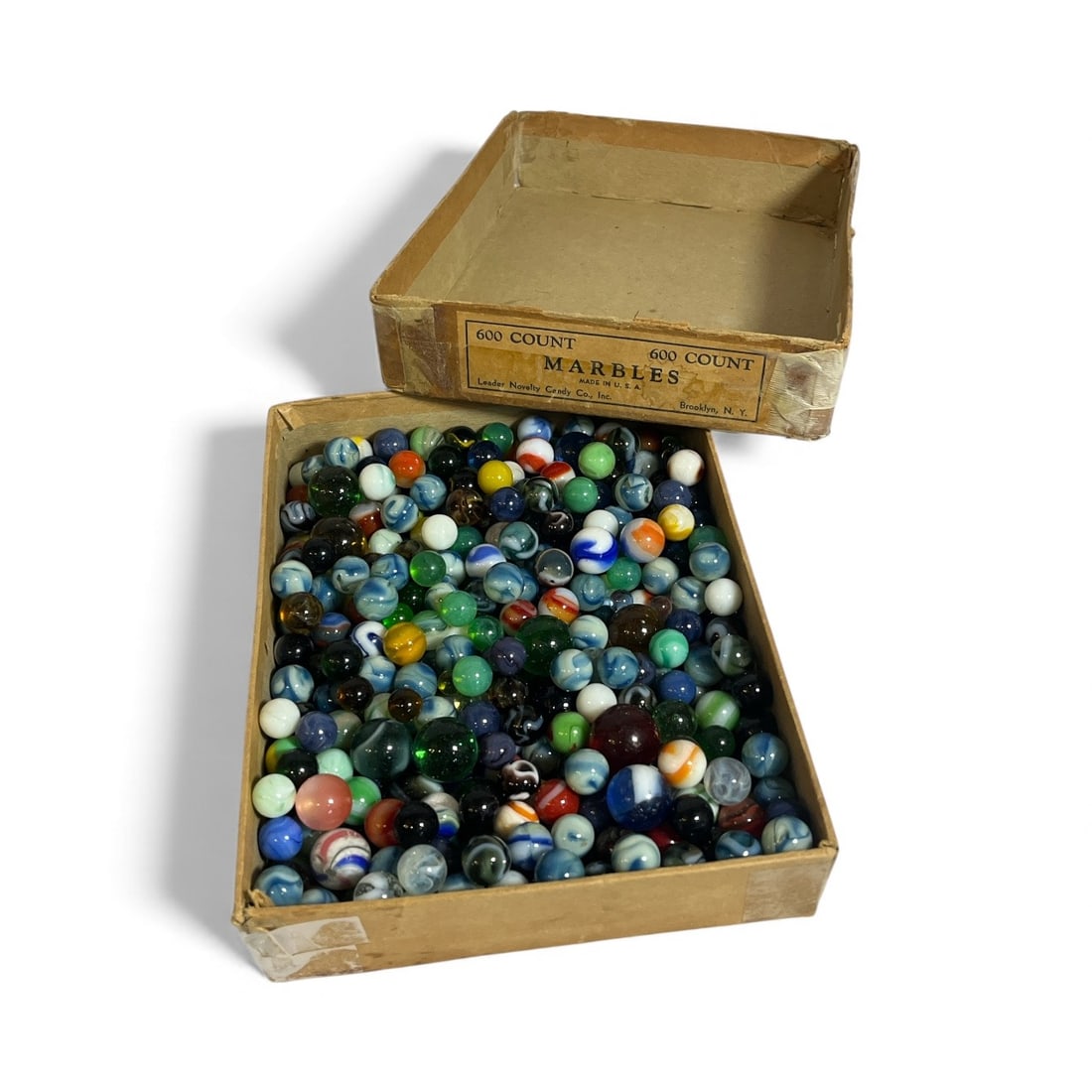 Large Collection Pre 1955 Marbles: 2" H x 7.5" W x 9.5" on the box.