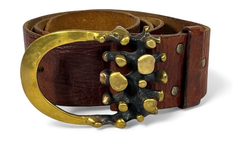 Modernist Brass Spore Leather Belt, JACK BOYD