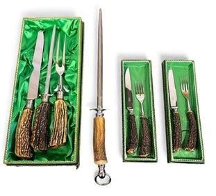 Collection of Anton Wingen Othello Antler Handled Flatware
