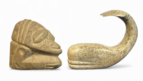 Two Carved Stone Sculptures, Inuit and South American