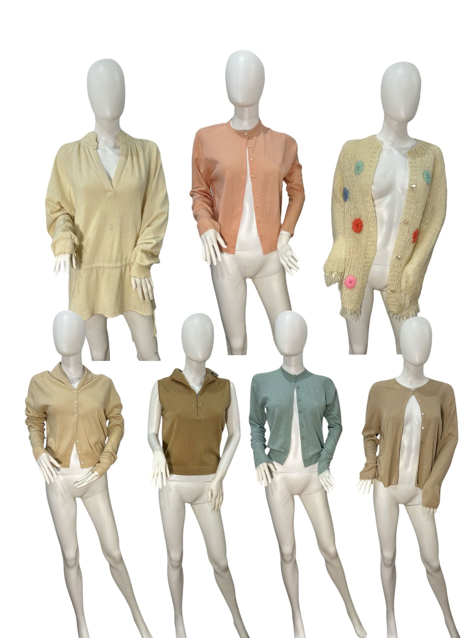 Collection Vintage Cashmere, Mohair Sweaters & Cardigan, PRINGLE OF SCOTLAND , BRADLEES: Pringle of Scotland aquamarine cardigan length measure 20.5", sleeves measures 23", bust measures 36", waist measures 31". City Silk cardigan length measures 23", sleeves measures 23", bust measures 3