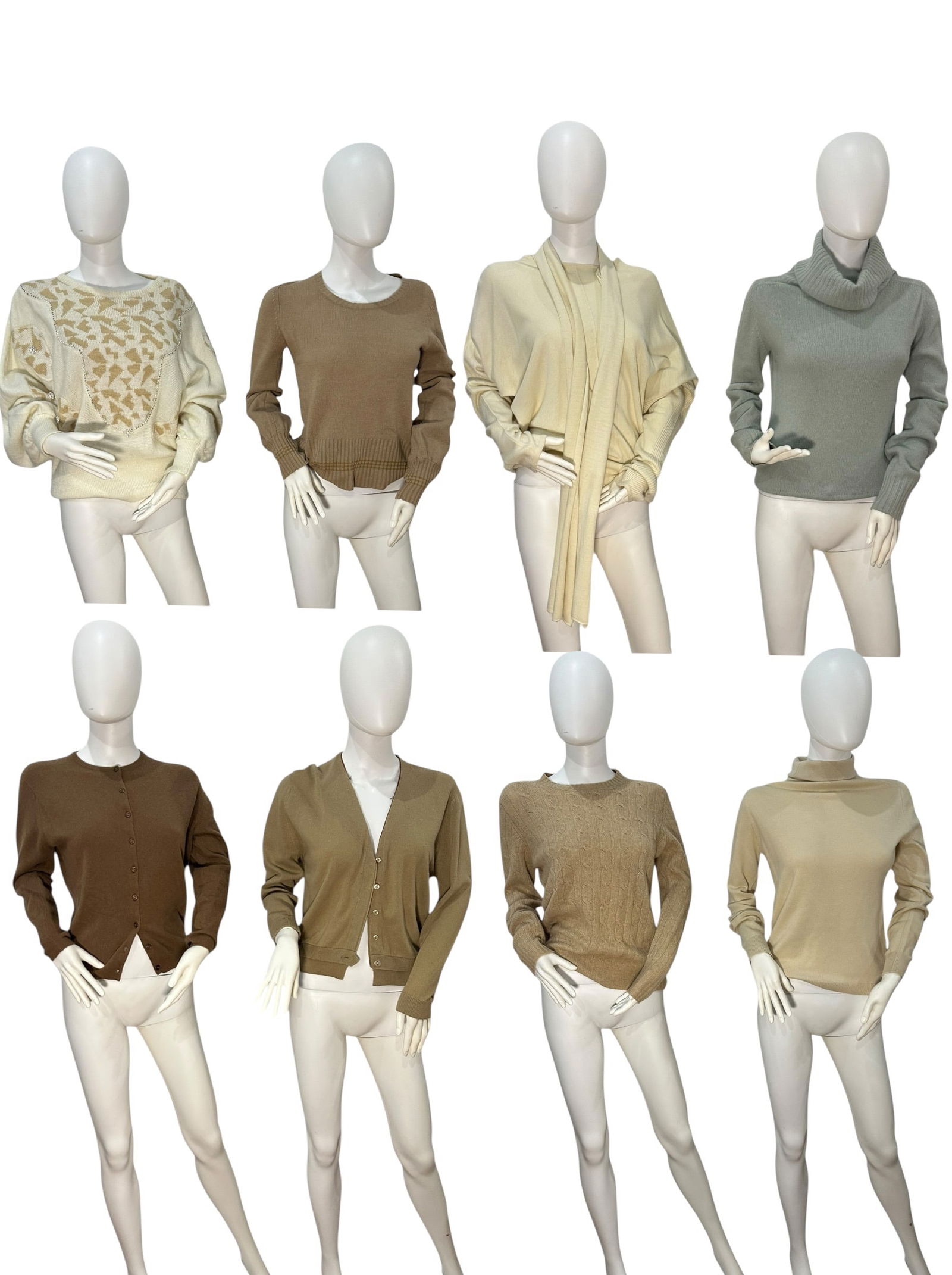 Collection Vintage Cashmere Sweaters & Cardigans, ANNE KLEIN: Woodland Hills North Hollywood Oregon sweater total length measures 21", sleeves measures 24", bust measures 32", waist measures 30". Nordstrom gallery sweater total length measures 30", sleeves measu