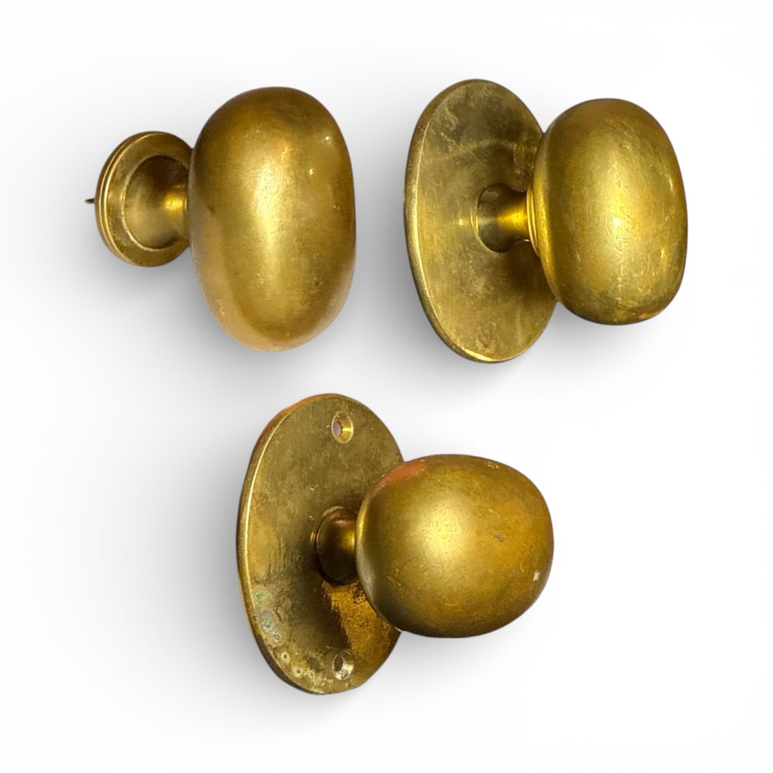 LUIGI CACCIA DOMINIONI "M3" Door Handles, AZUCENA: Italy. Brass. 3 door handles. 3.25" H x 2.625" W x 2.5" D, each.