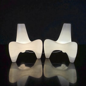 DOUGLAS MONT For JETNET "Spidlight" Post Modern Illuminating Chairs, Pair