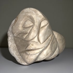 Substantial Marble Abstract Face Sculpture