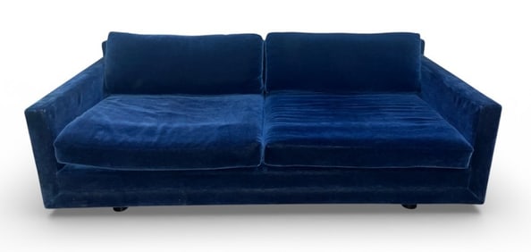 Mid Century Blue Mohair Sofa