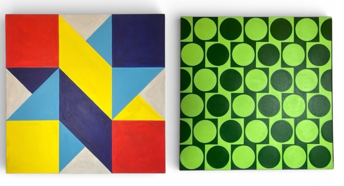 TIM RAY FISHER (American, b.1969) Op Art Acrylic Paintings (2) (1 of 5)