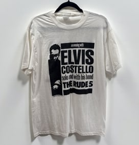 Vintage 1980's ELVIS COSTELLO & THE RUDE 5 Tour T-Shirt