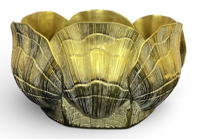 Italian Brass Seashell Cachepot Jardiniere Planter