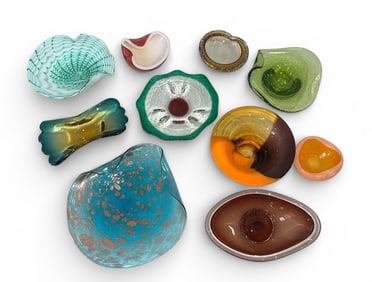 Large Collection MURANO Art Glass Candy Dishes. Ashtrays, and Bowls