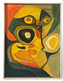 Abstract Mid Century Figural Oil Painting