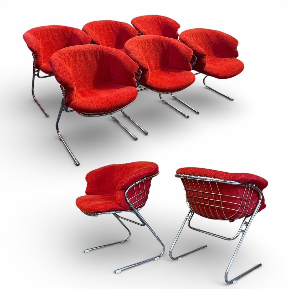 GASTONE RINALDI (Italian, 1923-2003) Flynn Dining Chairs, c. 1970 RIMA, Italy, Set of 8 (1 of 7)