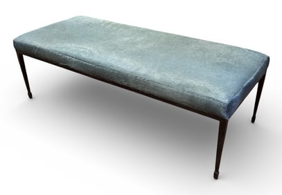 Modernist CRATE AND BARREL Blue Hyde Upholstery Bench